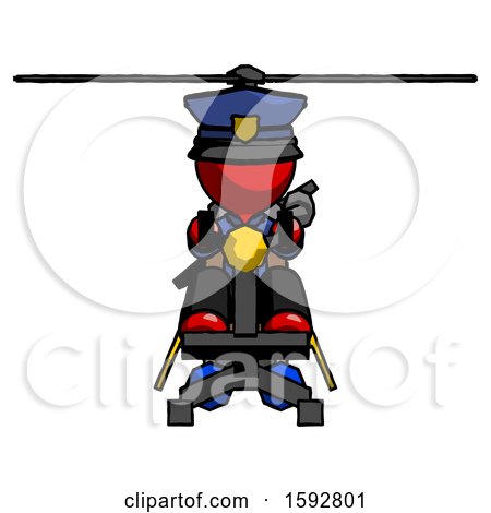 Red Police Man Flying in Gyrocopter Front View by Leo Blanchette