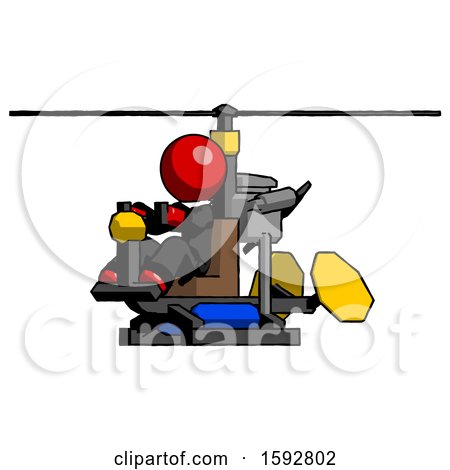 Red Clergy Man Flying in Gyrocopter Front Side Angle View by Leo Blanchette