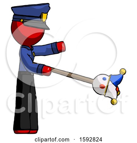 Red Police Man Holding Jesterstaff - I Dub Thee Foolish Concept by Leo Blanchette