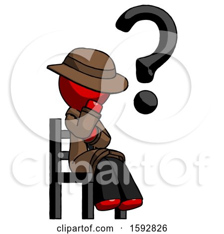 Red Detective Man Question Mark Concept, Sitting on Chair Thinking by Leo Blanchette