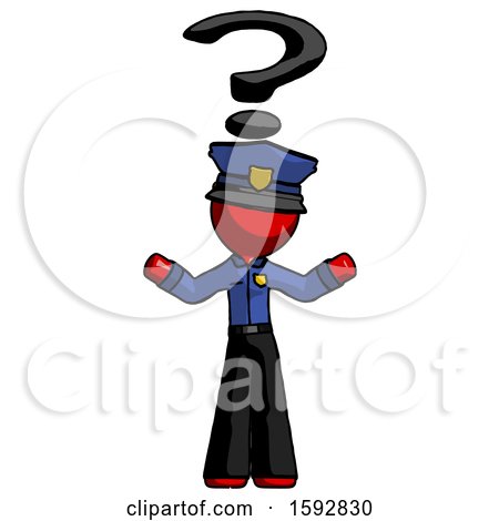 Red Police Man with Question Mark Above Head, Confused by Leo Blanchette