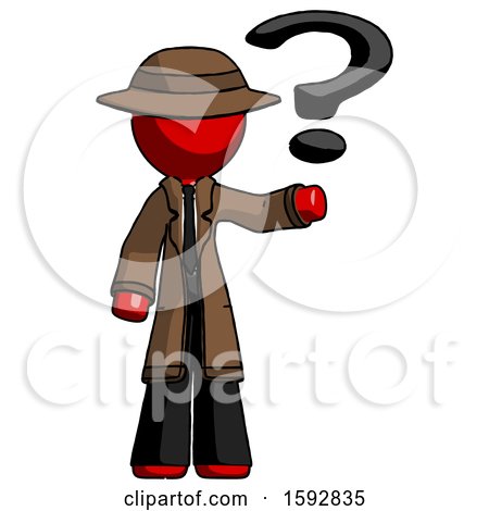 Red Detective Man Holding Question Mark to Right by Leo Blanchette