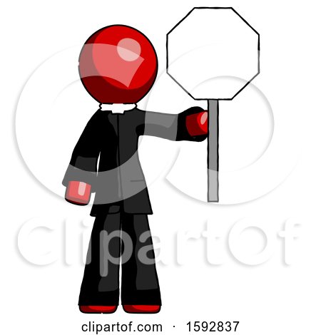 Red Clergy Man Holding Stop Sign by Leo Blanchette