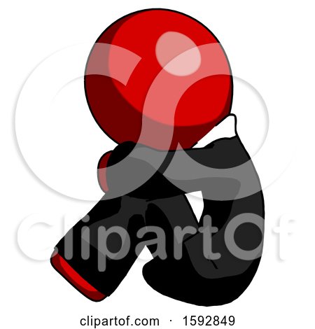 Red Clergy Man Sitting with Head down Facing Sideways Left by Leo Blanchette