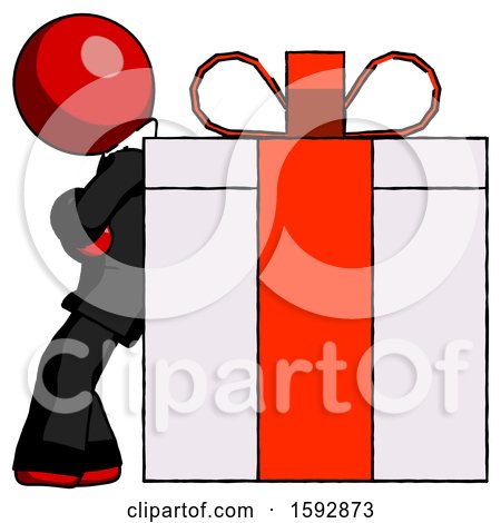 Red Clergy Man Gift Concept - Leaning Against Large Present by Leo Blanchette