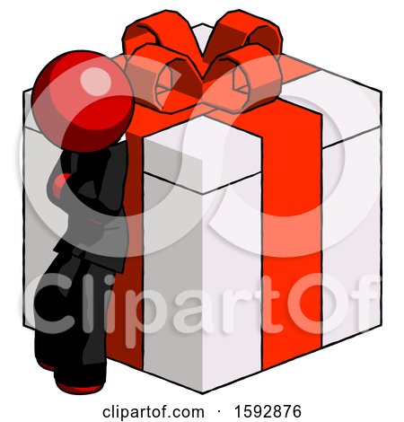 Red Clergy Man Leaning on Gift with Red Bow Angle View by Leo Blanchette