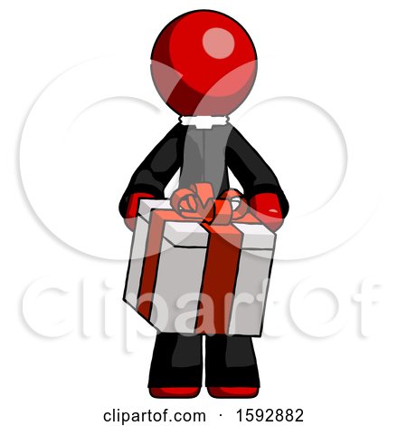 Red Clergy Man Gifting Present with Large Bow Front View by Leo Blanchette