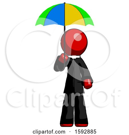 Red Clergy Man Holding Umbrella Rainbow Colored by Leo Blanchette