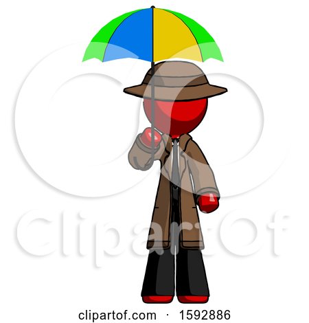 Red Detective Man Holding Umbrella Rainbow Colored by Leo Blanchette