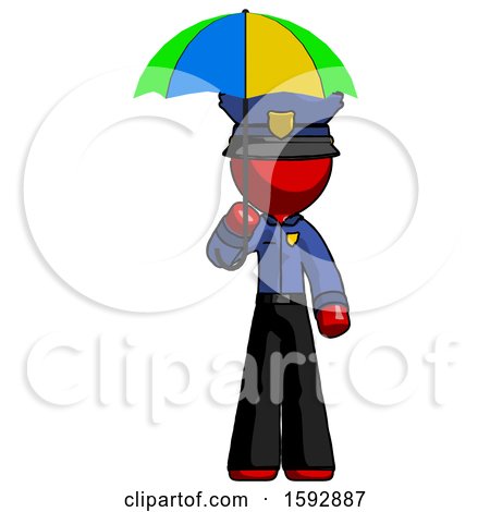 Red Police Man Holding Umbrella Rainbow Colored by Leo Blanchette