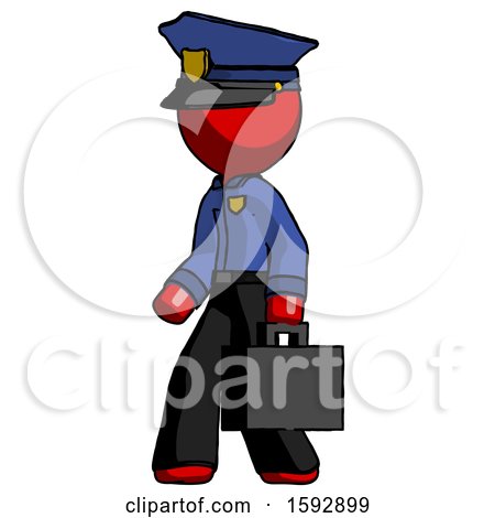 Red Police Man Walking with Briefcase to the Left by Leo Blanchette
