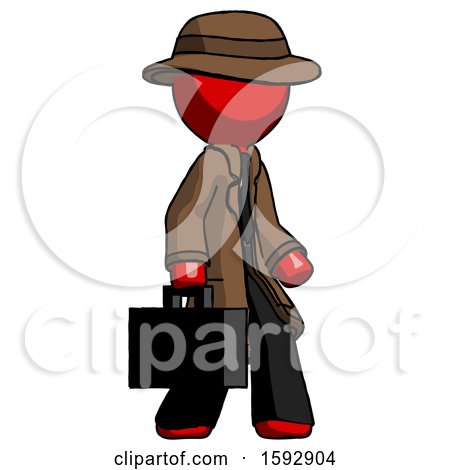 Red Detective Man Walking with Briefcase to the Right by Leo Blanchette