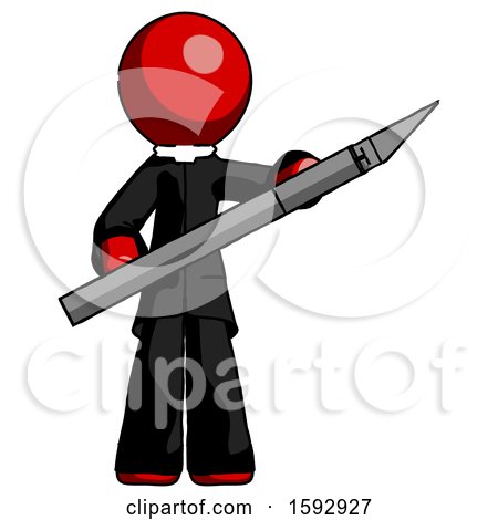 Red Clergy Man Holding Large Scalpel by Leo Blanchette