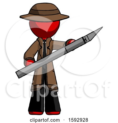 Red Detective Man Holding Large Scalpel by Leo Blanchette