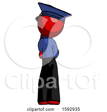 Red Police Man Thinking, Wondering, or Pondering Rear View by Leo Blanchette