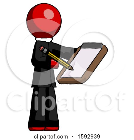 Red Clergy Man Using Clipboard and Pencil by Leo Blanchette