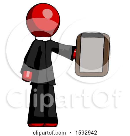 Red Clergy Man Showing Clipboard to Viewer by Leo Blanchette