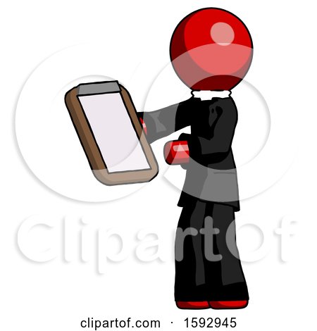Red Clergy Man Reviewing Stuff on Clipboard by Leo Blanchette