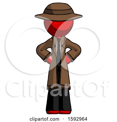 Red Detective Man Hands on Hips by Leo Blanchette