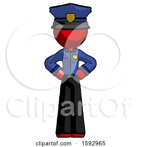 Red Police Man Hands on Hips by Leo Blanchette
