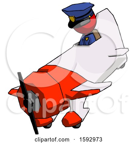 Red Police Man in Geebee Stunt Plane Descending View by Leo Blanchette