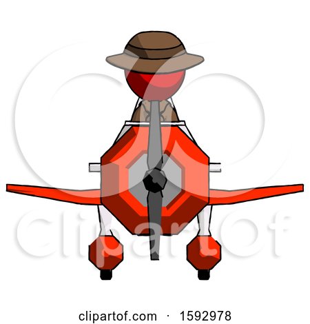 Red Detective Man in Geebee Stunt Plane Front View by Leo Blanchette