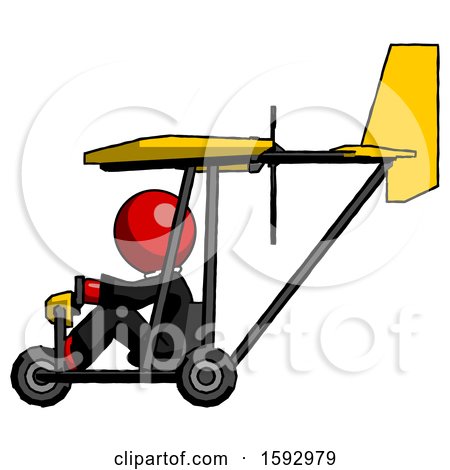 Red Clergy Man in Ultralight Aircraft Side View by Leo Blanchette