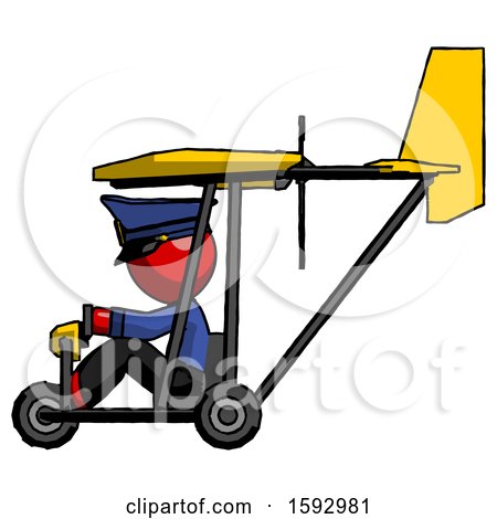 Red Police Man in Ultralight Aircraft Side View by Leo Blanchette