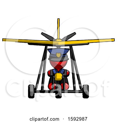 Red Police Man in Ultralight Aircraft Front View by Leo Blanchette