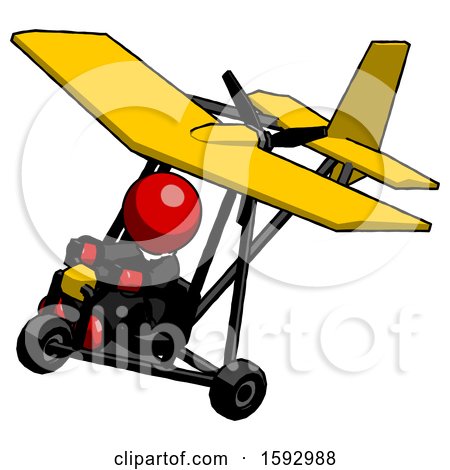 Red Clergy Man in Ultralight Aircraft Top Side View by Leo Blanchette