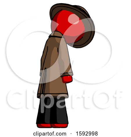 Red Detective Man Depressed with Head Down, Back to Viewer, Right by Leo Blanchette