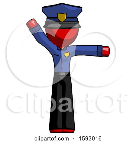 Red Police Man Directing Traffic Right by Leo Blanchette