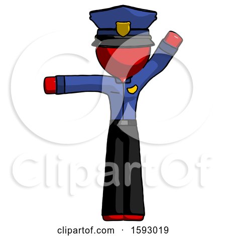 Red Police Man Directing Traffic Left by Leo Blanchette