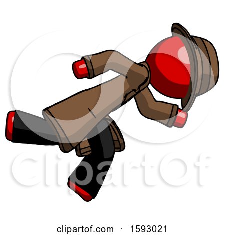 Red Detective Man Running While Falling down by Leo Blanchette