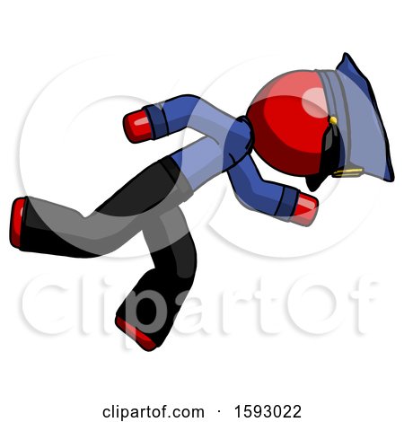Red Police Man Running While Falling down by Leo Blanchette