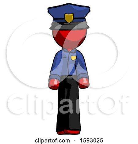 Red Police Man Walking Front View by Leo Blanchette