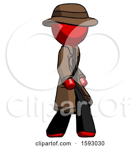 Red Detective Man Walking Turned Right Front View by Leo Blanchette