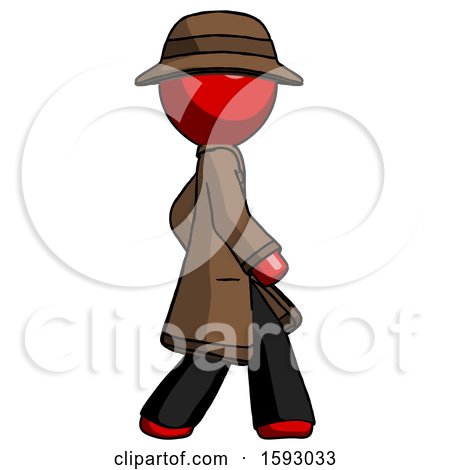 Red Detective Man Walking Right Side View by Leo Blanchette