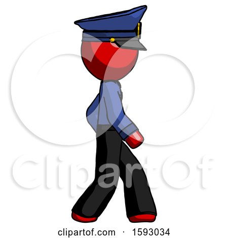 Red Police Man Walking Right Side View by Leo Blanchette