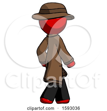 Red Detective Man Walking Away Direction Right View by Leo Blanchette