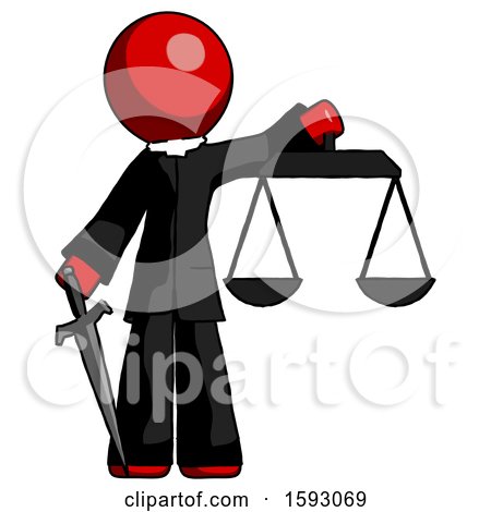Red Clergy Man Justice Concept with Scales and Sword, Justicia Derived by Leo Blanchette