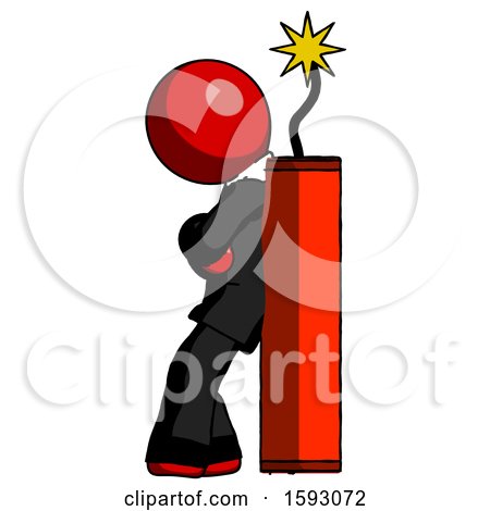 Red Clergy Man Leaning Against Dynimate, Large Stick Ready to Blow by Leo Blanchette