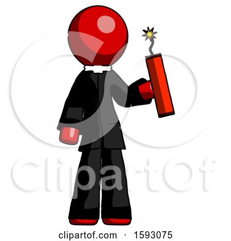 Red Clergy Man Holding Dynamite with Fuse Lit by Leo Blanchette