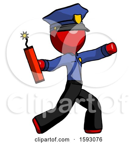 Red Police Man Throwing Dynamite by Leo Blanchette