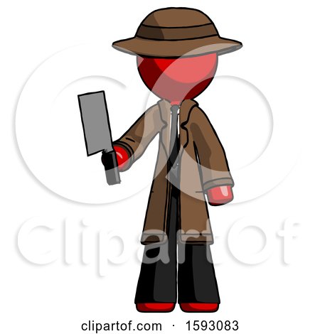 Red Detective Man Holding Meat Cleaver by Leo Blanchette