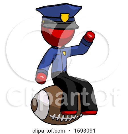 Red Police Man Sitting on Giant Football by Leo Blanchette