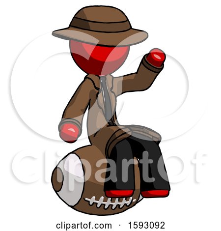 Red Detective Man Sitting on Giant Football by Leo Blanchette