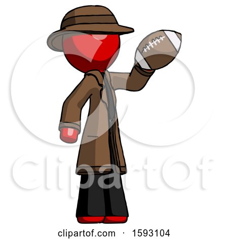 Red Detective Man Holding Football up by Leo Blanchette