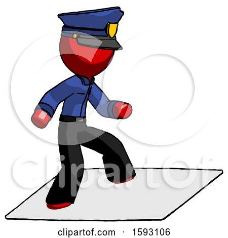 Red Police Man on Postage Envelope Surfing by Leo Blanchette