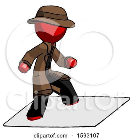 Red Detective Man on Postage Envelope Surfing by Leo Blanchette